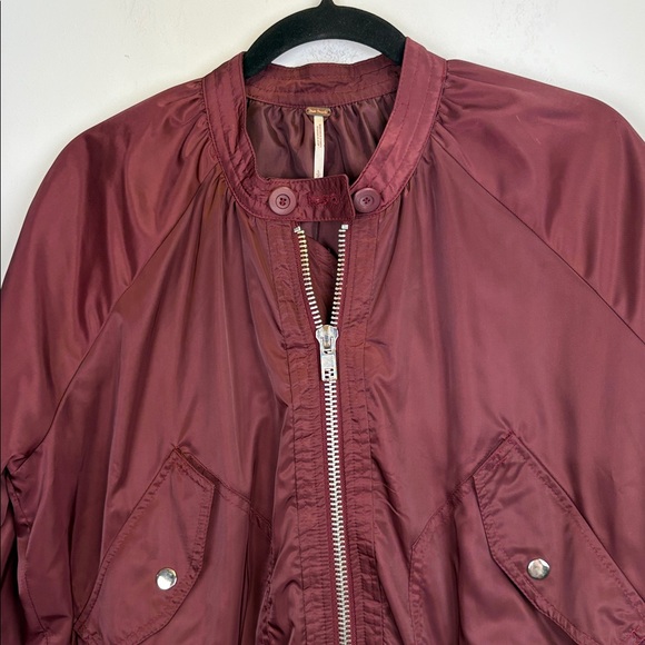 Free People Burgundy Bomber Jacket Size small - Picture 4 of 10